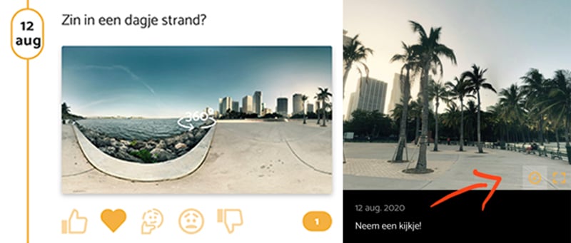 Tijdlijn 360° foto op de BouwApp