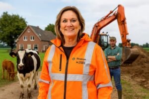 Inge Bruggink op een boerenerf